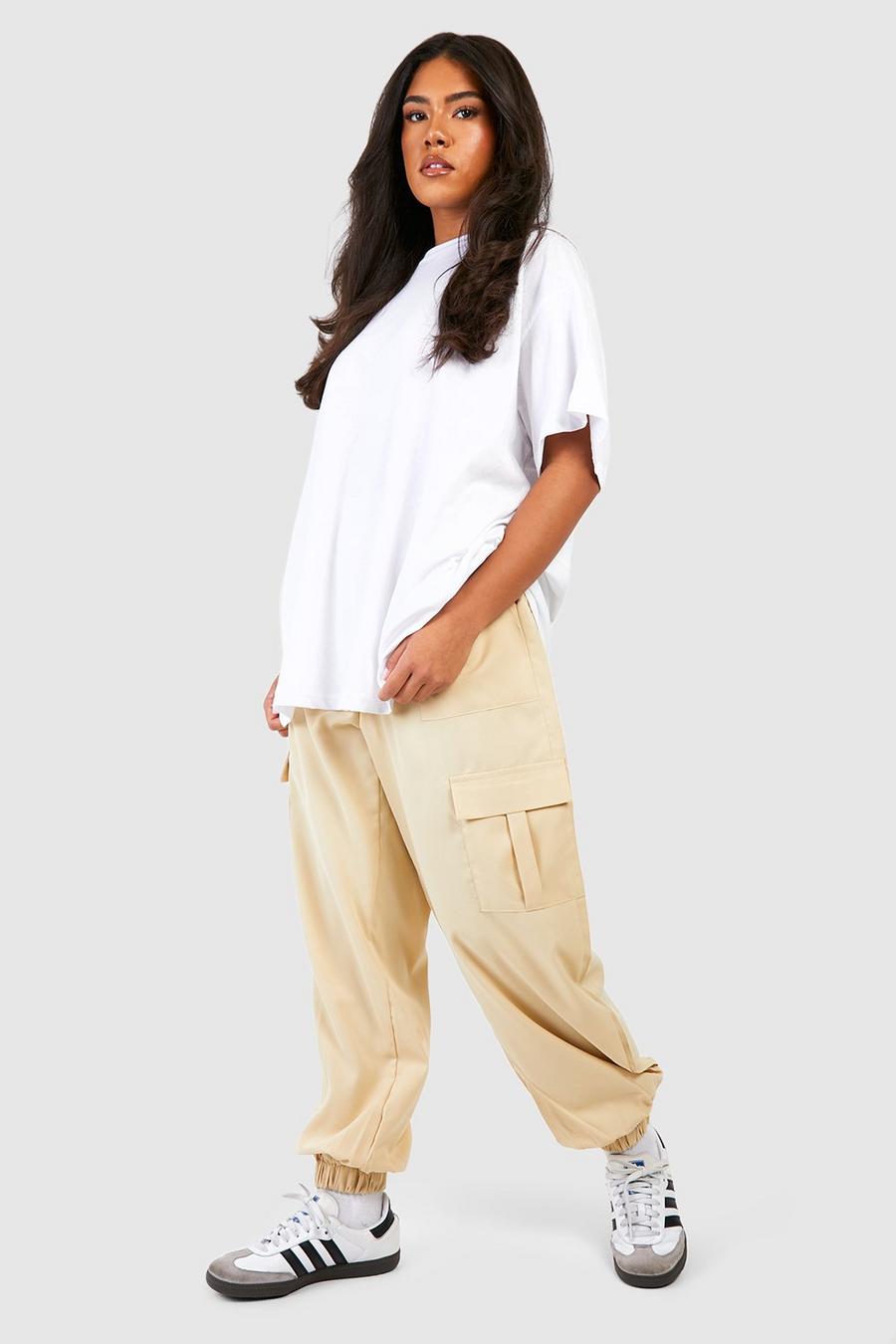 Camel Plus Pocket Detail Cargo Cuffed Trousers   