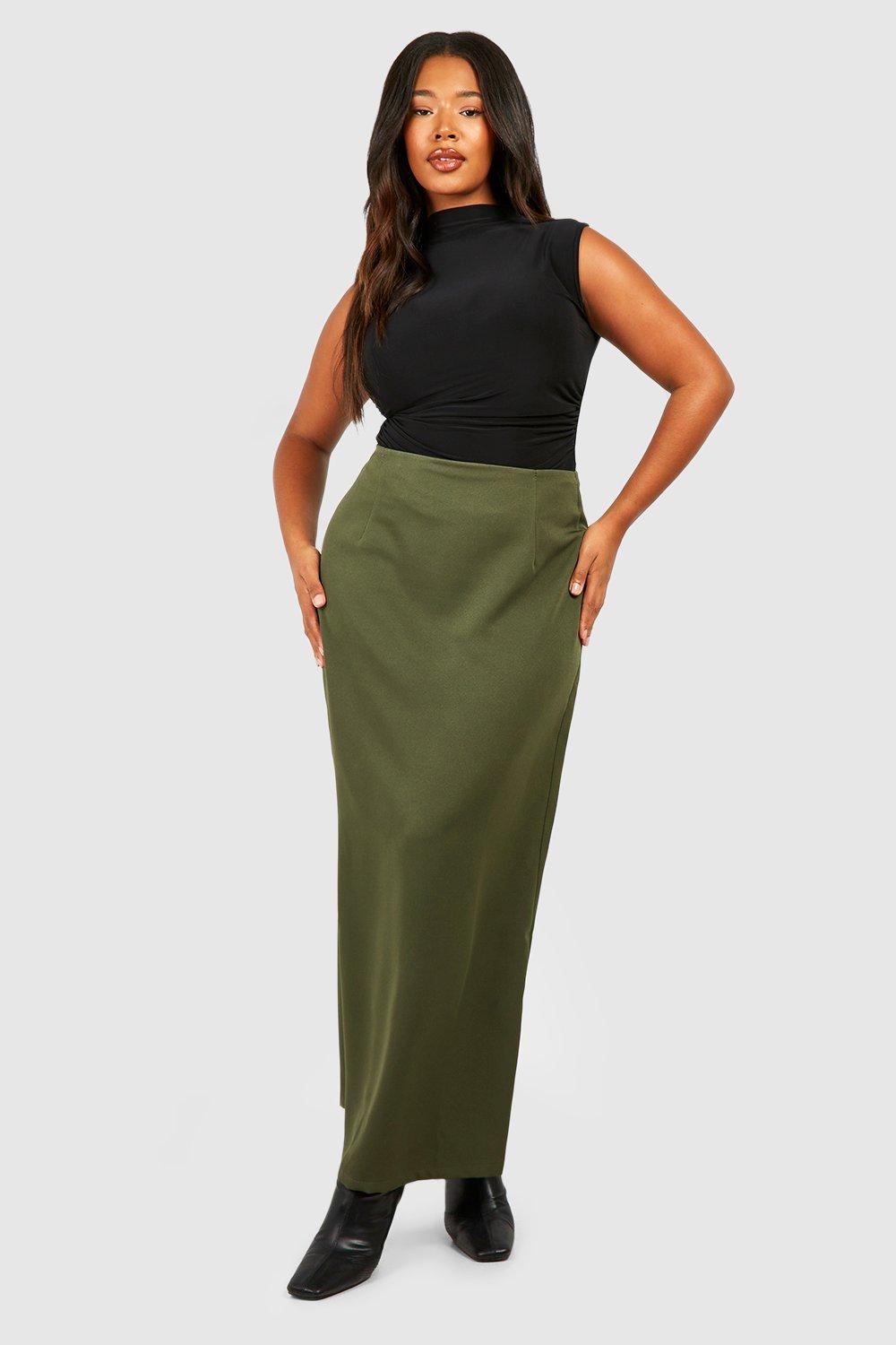 Plus size khaki skirt heels hotsell