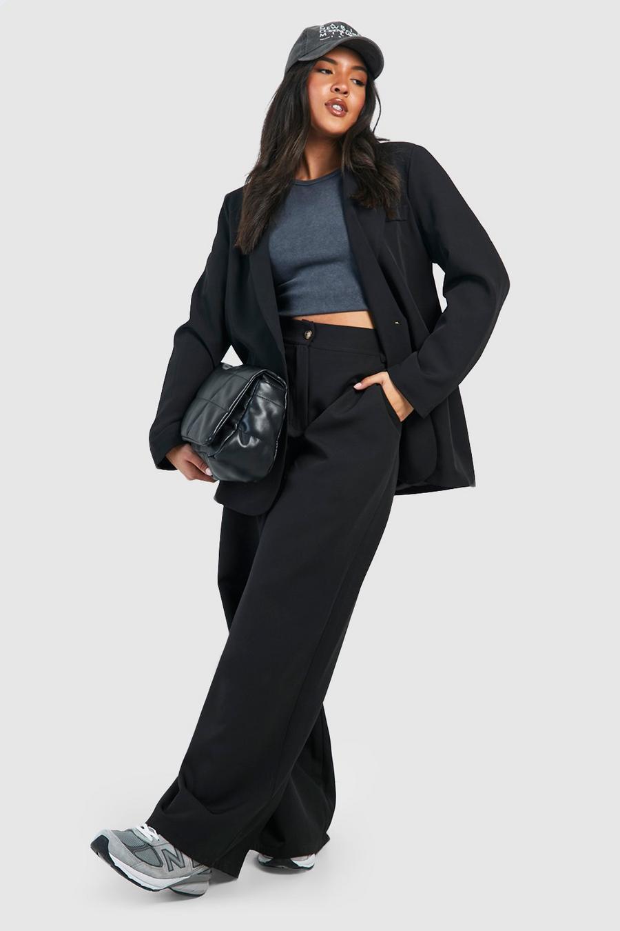 Black Plus Woven Tailored Wide Leg Trouser image number 1