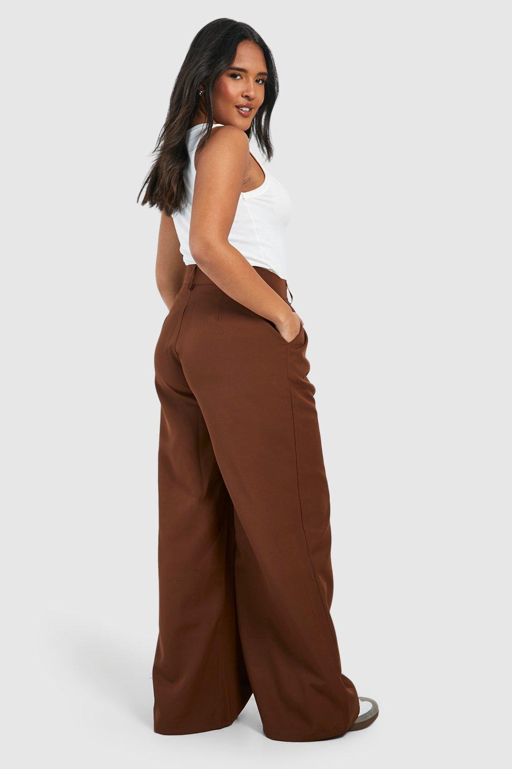 Chocolate brown on sale wide leg trousers