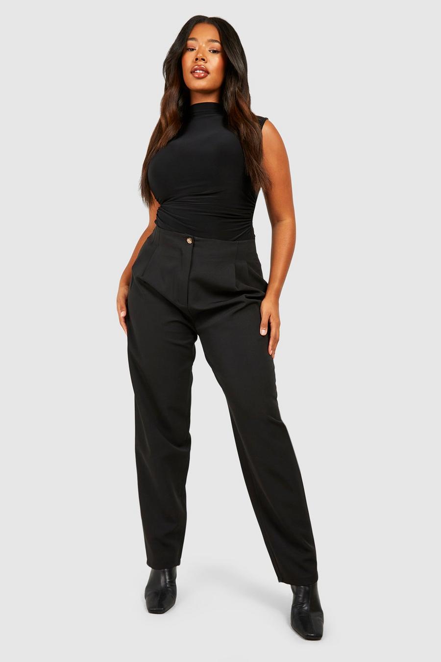 Black Plus Woven Cigarette Tailored Trousers image number 1
