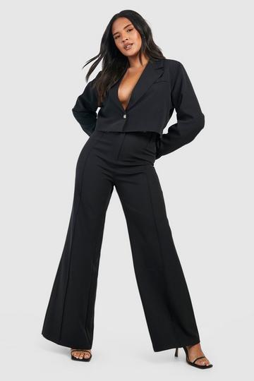 Plus Woven Fit And Flare Dress Pants black