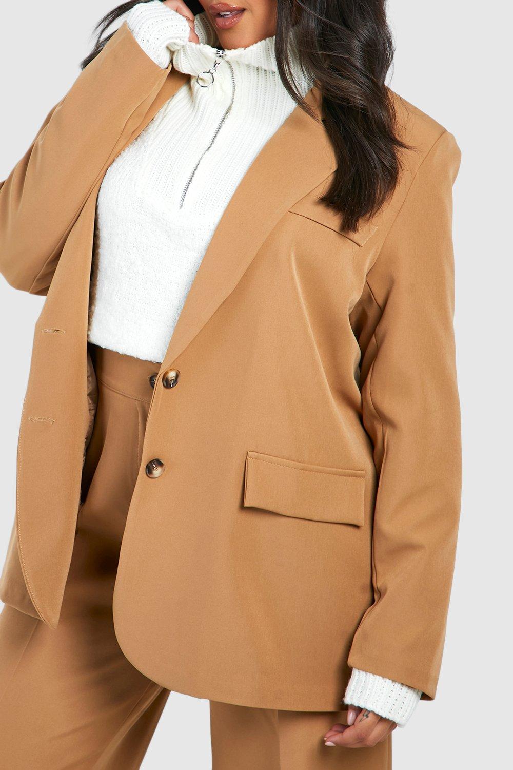 Plus Woven Relaxed Single Breasted Blazer boohoo DK