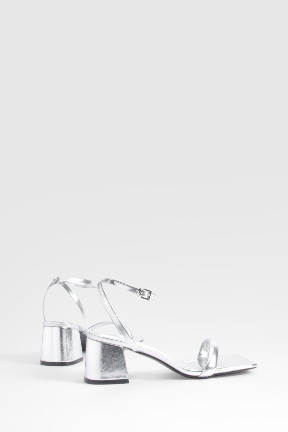 Boohoo silver hot sale block heels