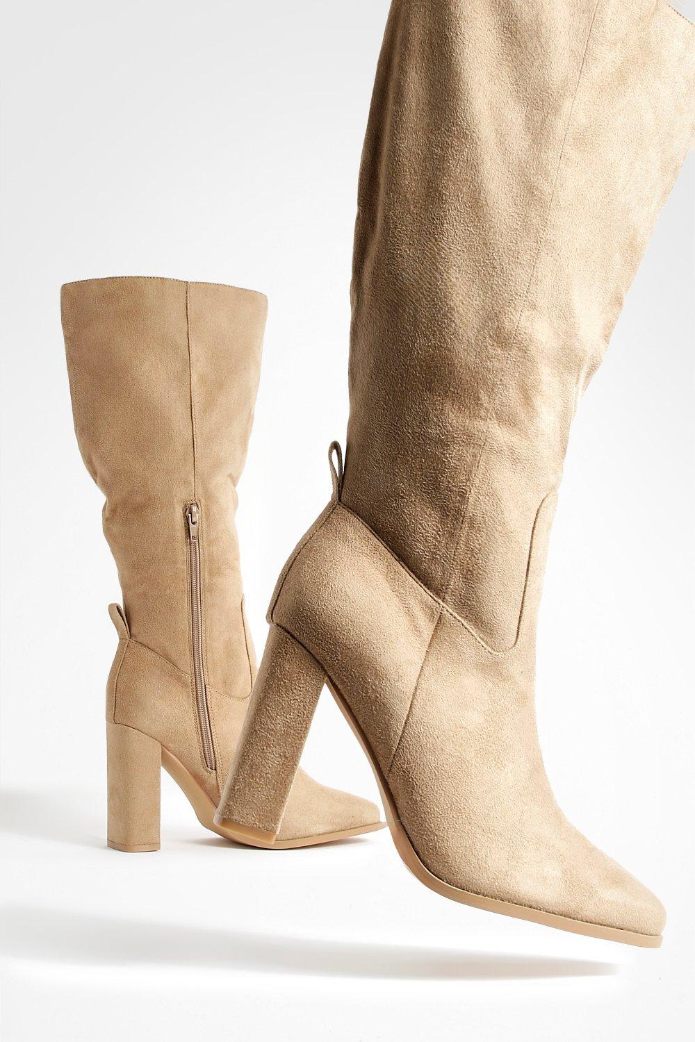 Open toe wide hot sale calf boots