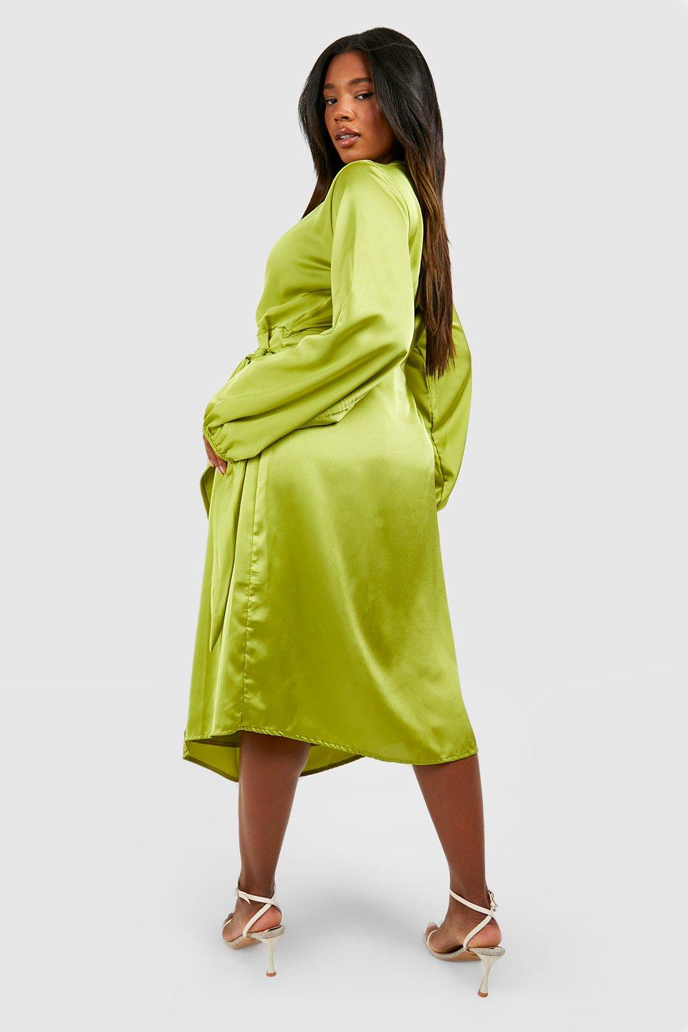 Boohoo green midi on sale dress