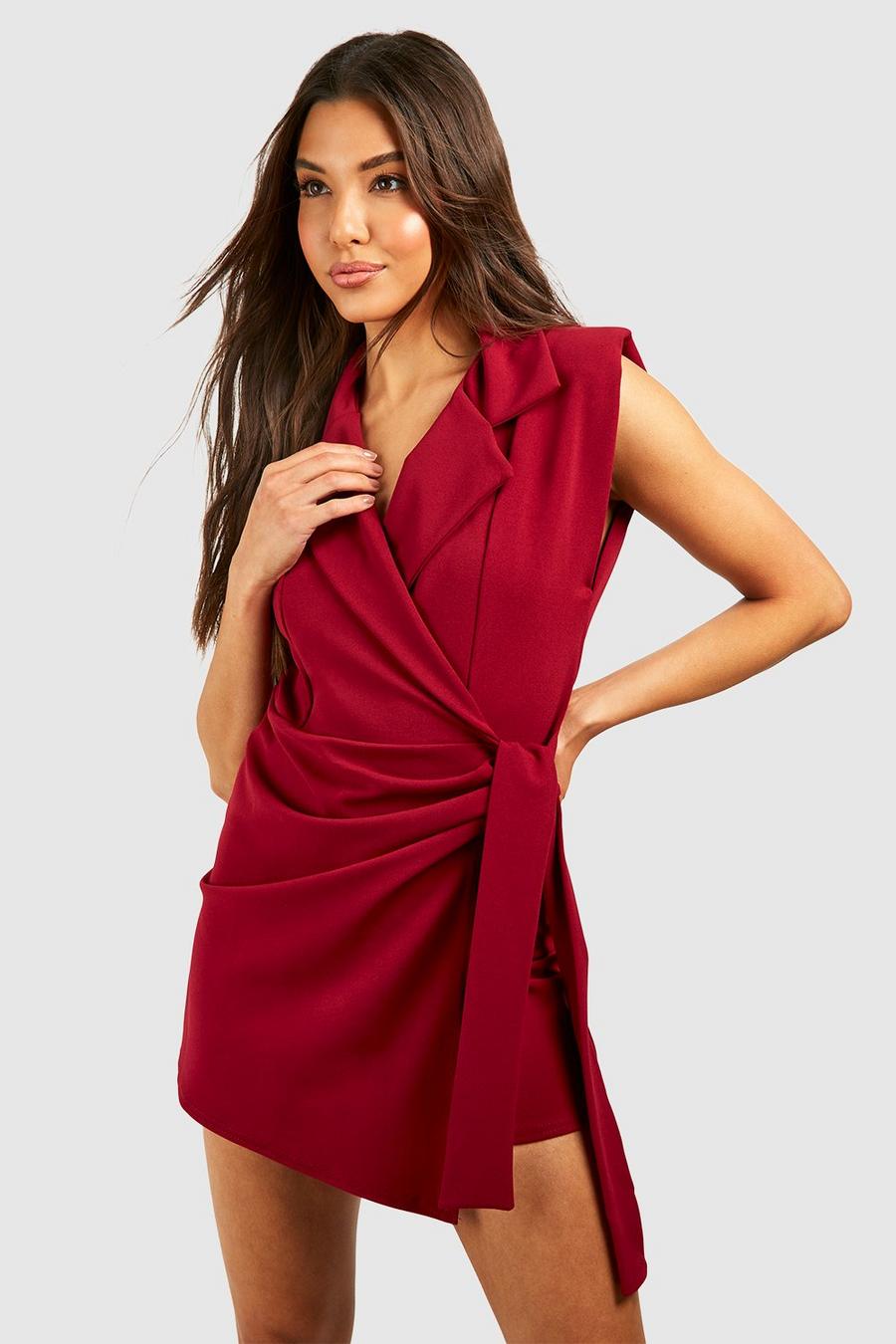 Wine Tailored Wrap Playsuit image number 1