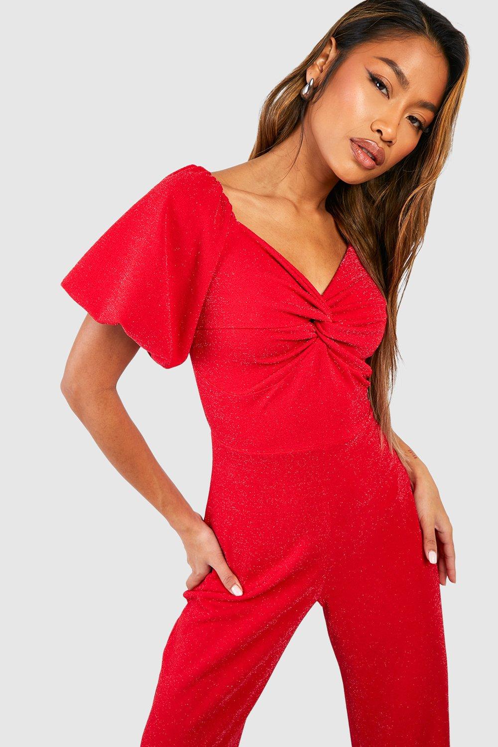 Boohoo twist cheap front jumpsuit