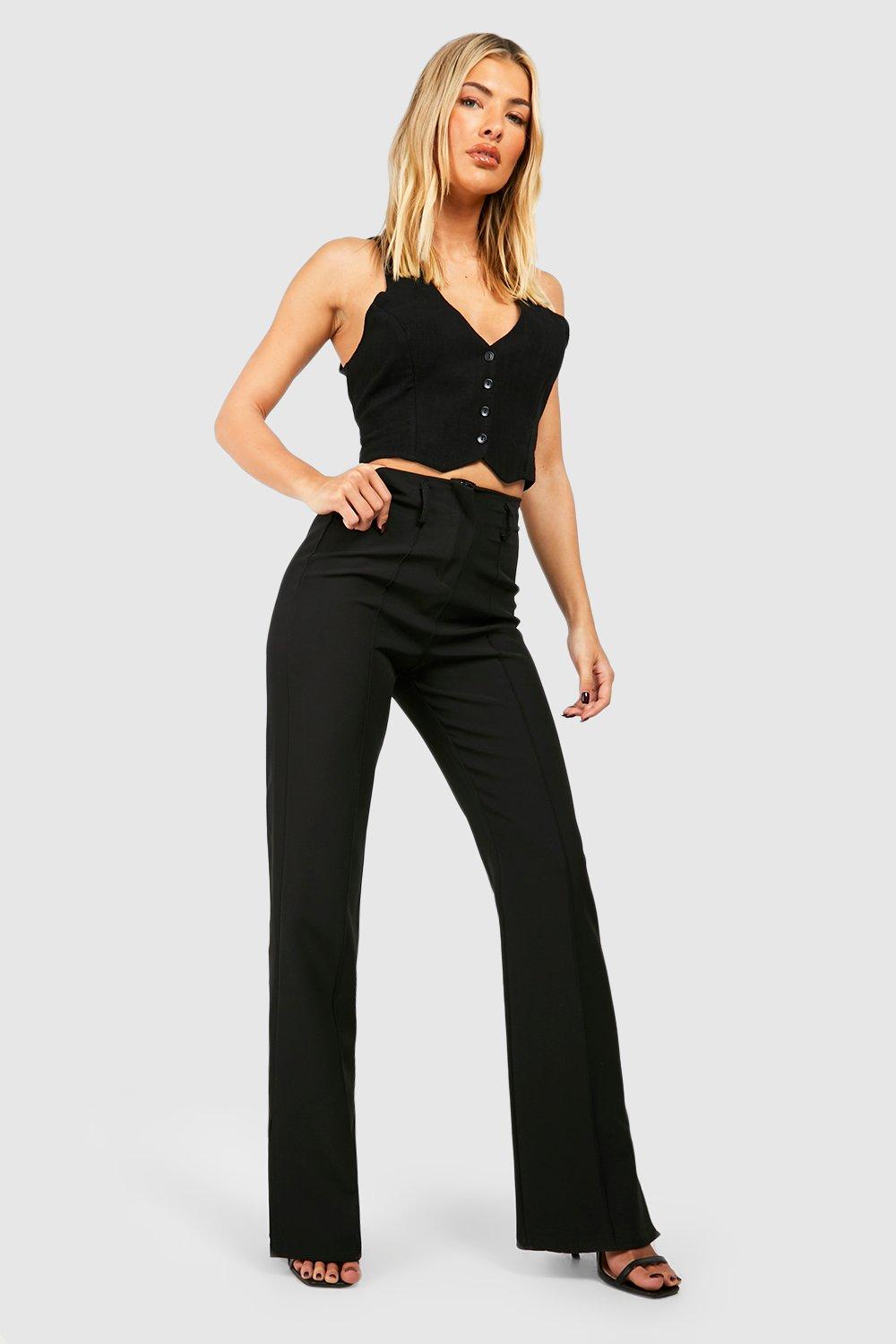 Flared-hem trousers - Black - Ladies