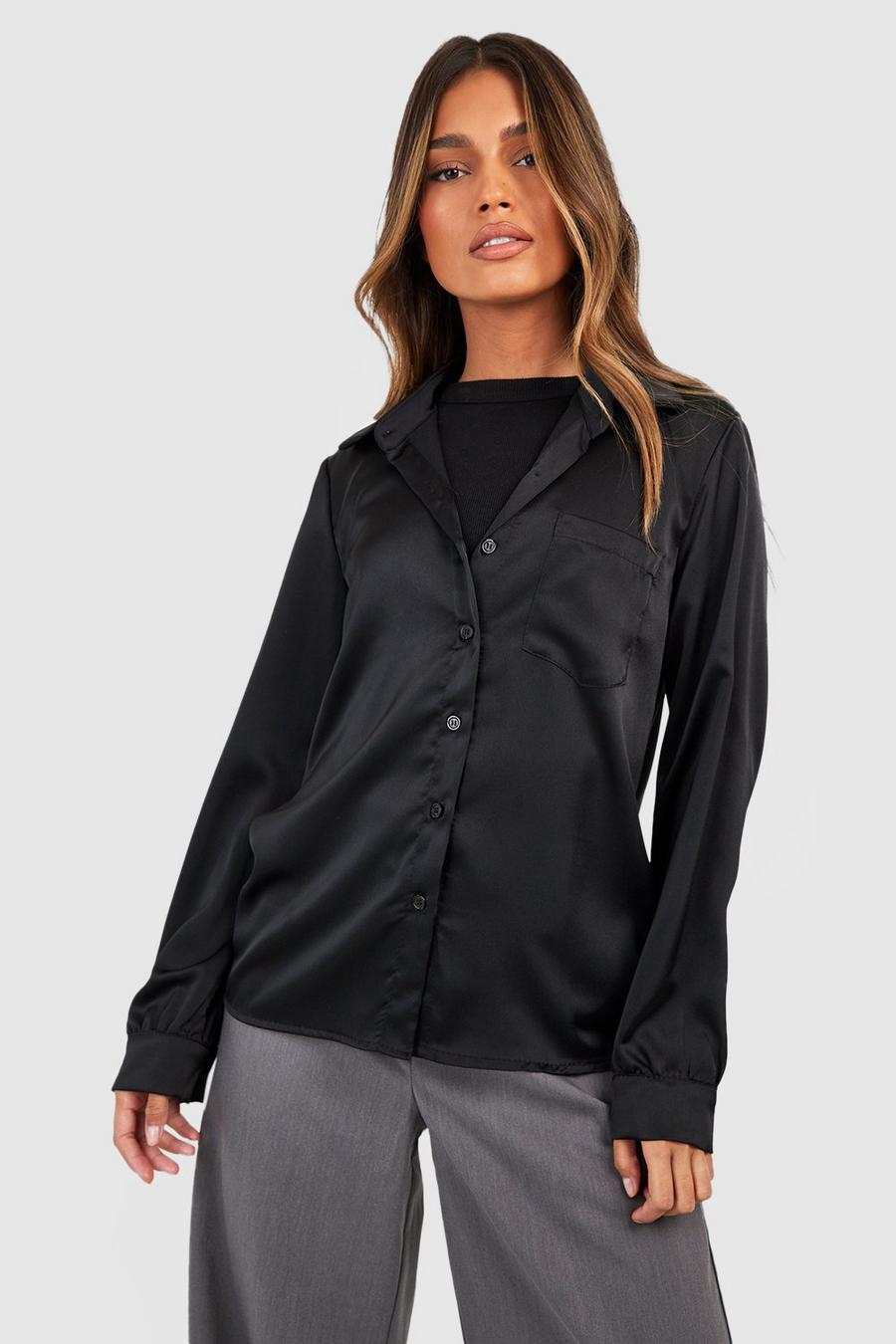 Black Skjorta i satin med ledig passform image number 1