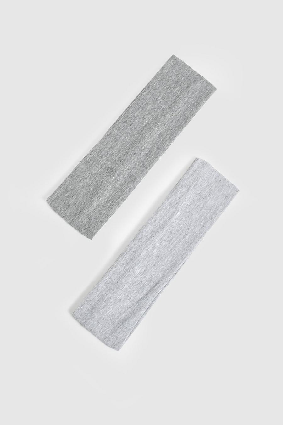 Grey Pack Of 2 Wide Jersey Headbands image number 1