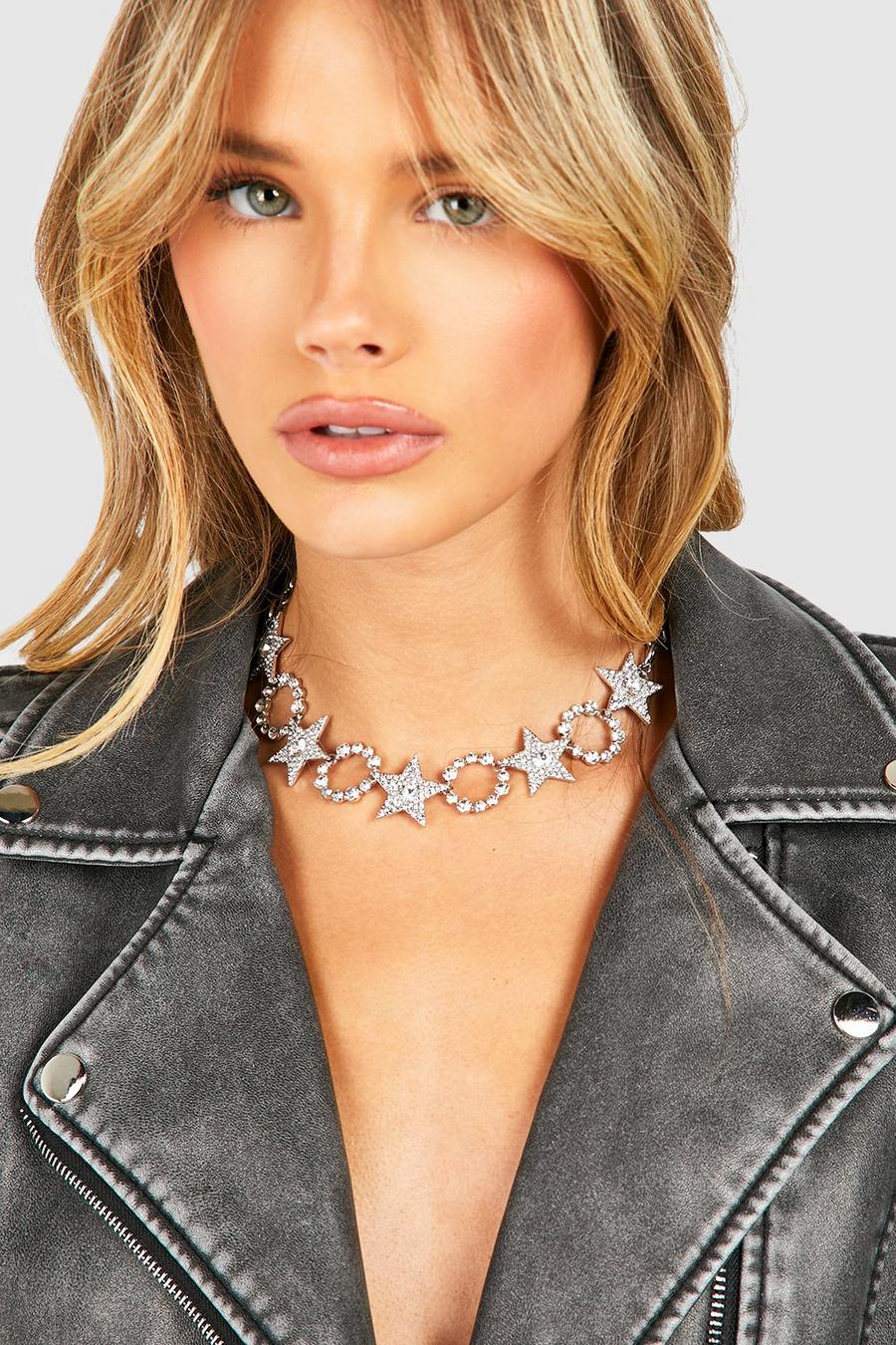 Silver Star Statement Necklace  image number 1