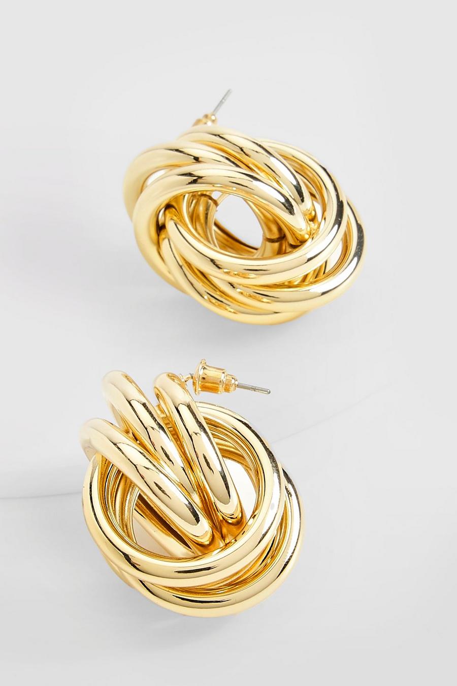 Gold Knot Statement Earrings  image number 1
