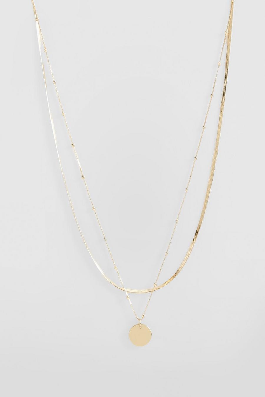 Dainty Gold Layered Pendant Necklace  image number 1