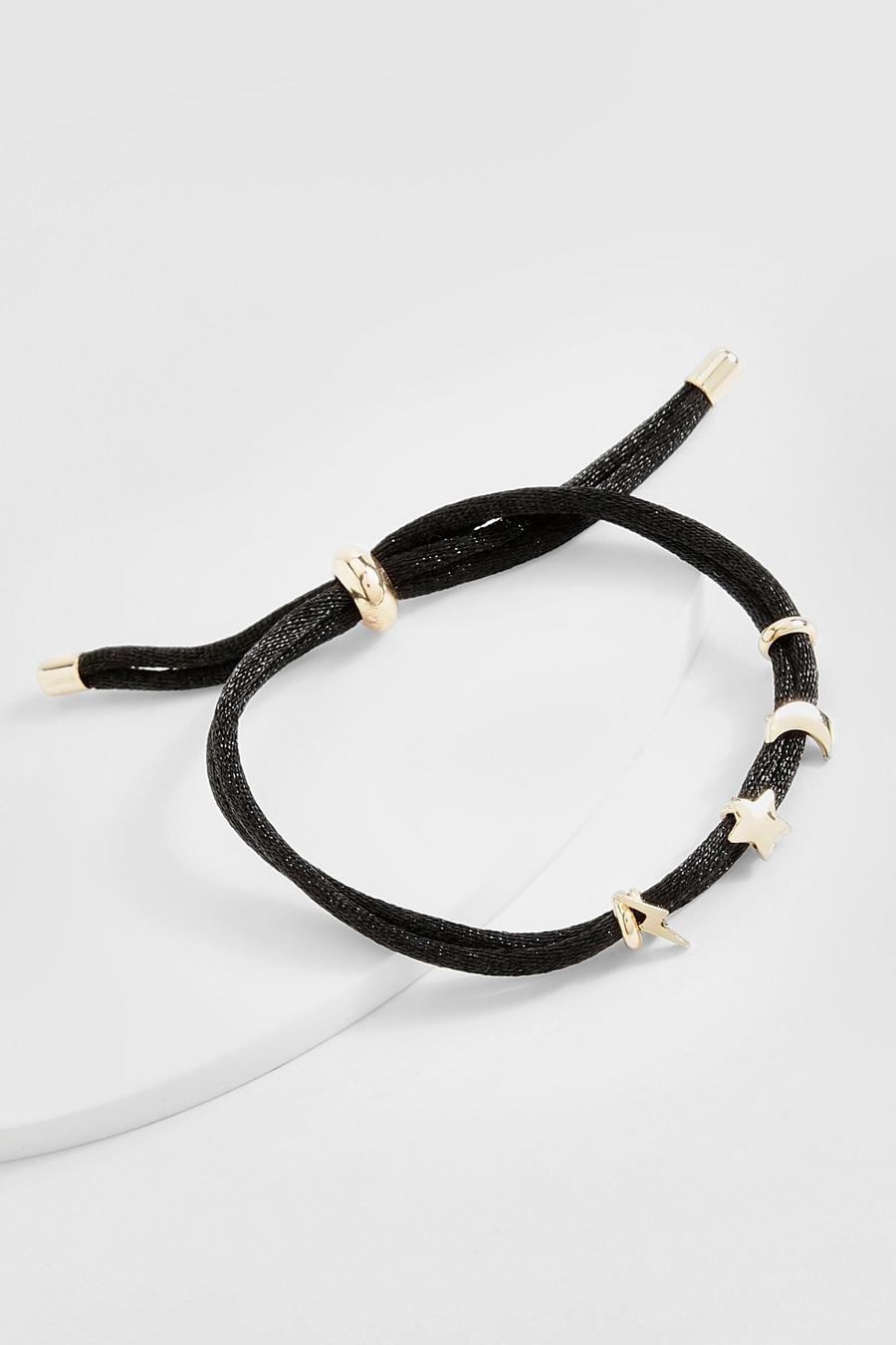 Black Celestial Rope Detail Toggle Bracelet 