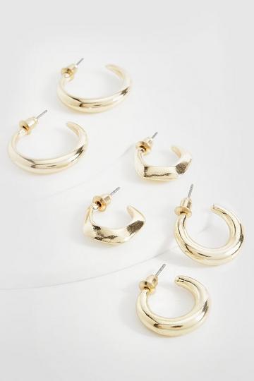Metallic Chunky Gold Multipack Earrings