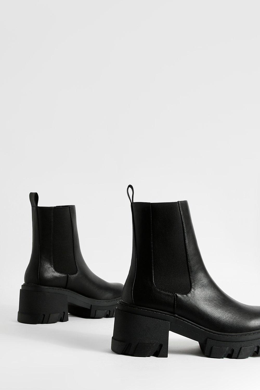 Chellysun chunky cleated store heel chelsea boots