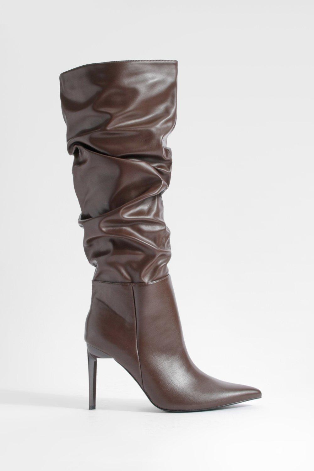 Brown leather hotsell pointed toe booties