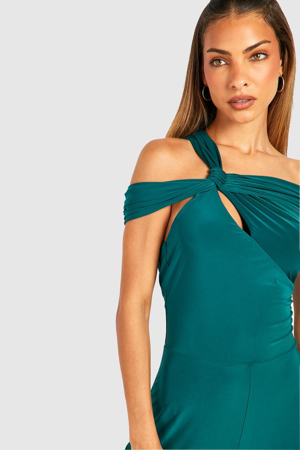 Double Slinky Twist Neck Wide Leg Jumpsuit | boohoo