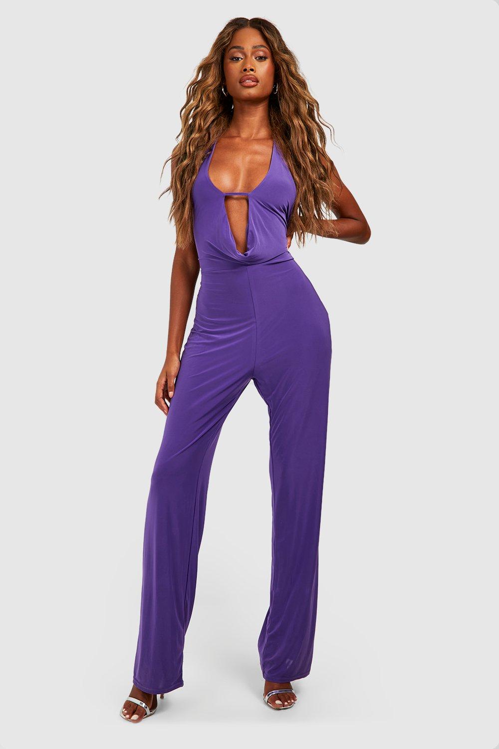 Plunge wide hot sale leg jumpsuit