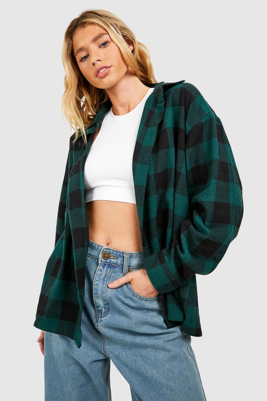 Green Check Oversized Shirt    image number 1