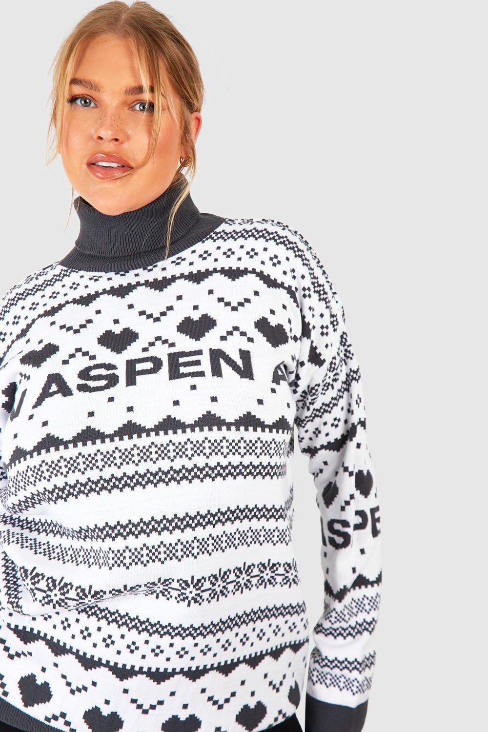 Plus Turtleneck Aspen Slogan Fairisle Christmas Sweater