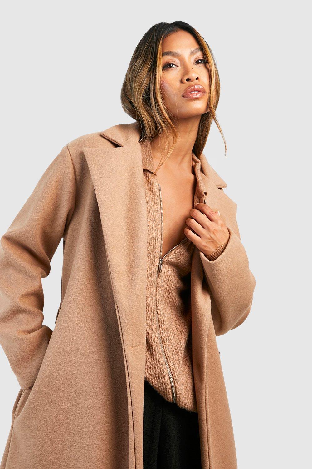 Belted wool store look coat