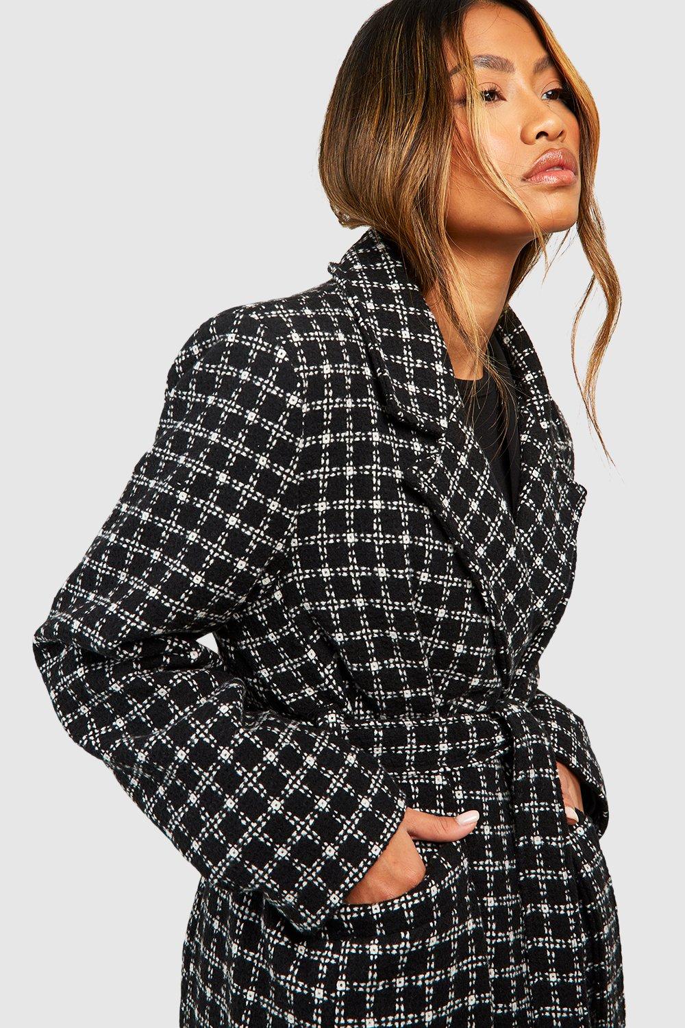 Ladies black and 2025 white check coats