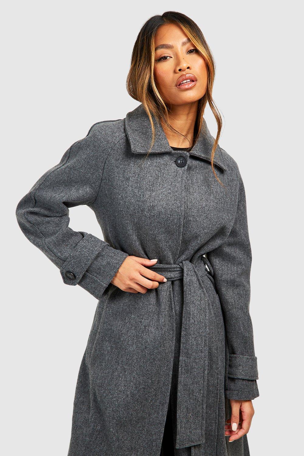 Grey belted outlet coat