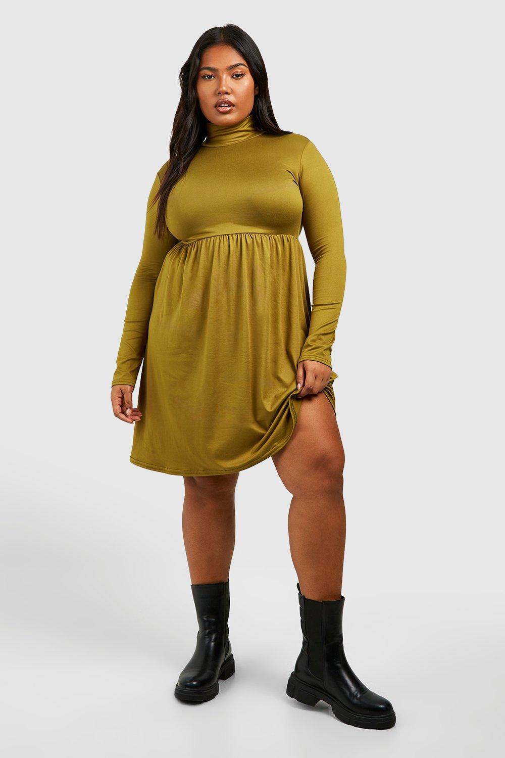 Plus Super Soft Roll Neck Skater Dress boohoo NZ