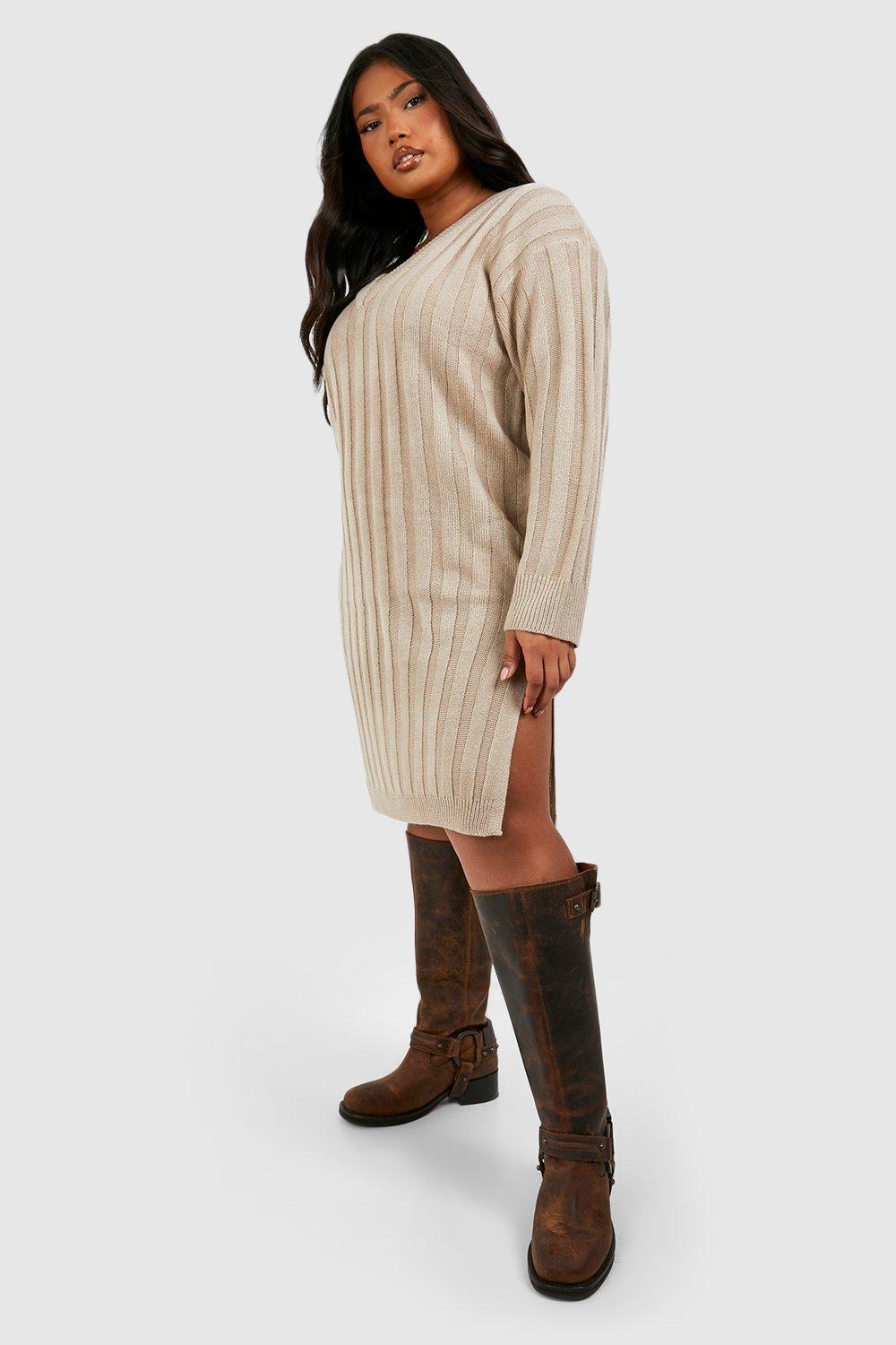 Jumper dress with hot sale over knee boots