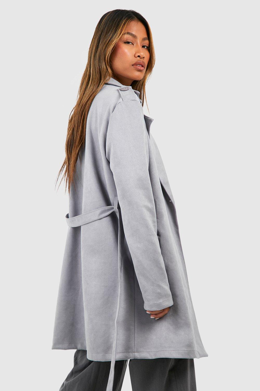 Suede Look Longline Trench Coat boohoo USA