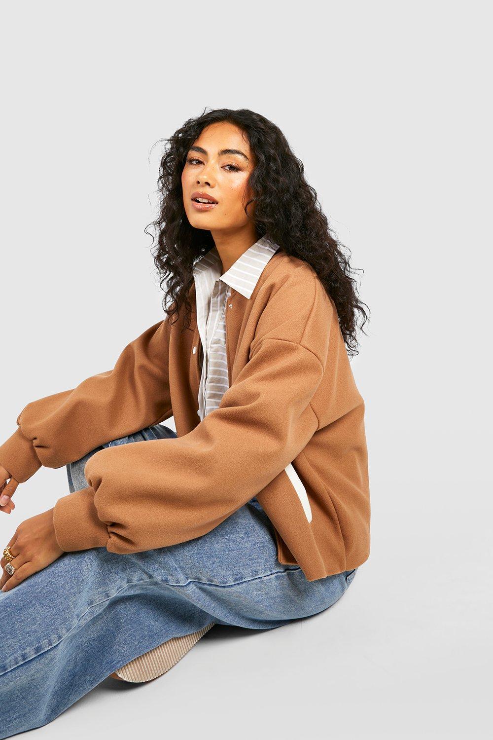 Giacca Bomber effetto lana con trama boohoo IT