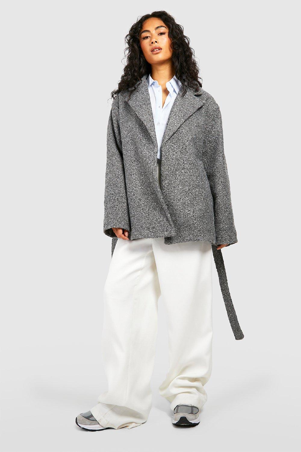 Manteau gris court femme hot sale