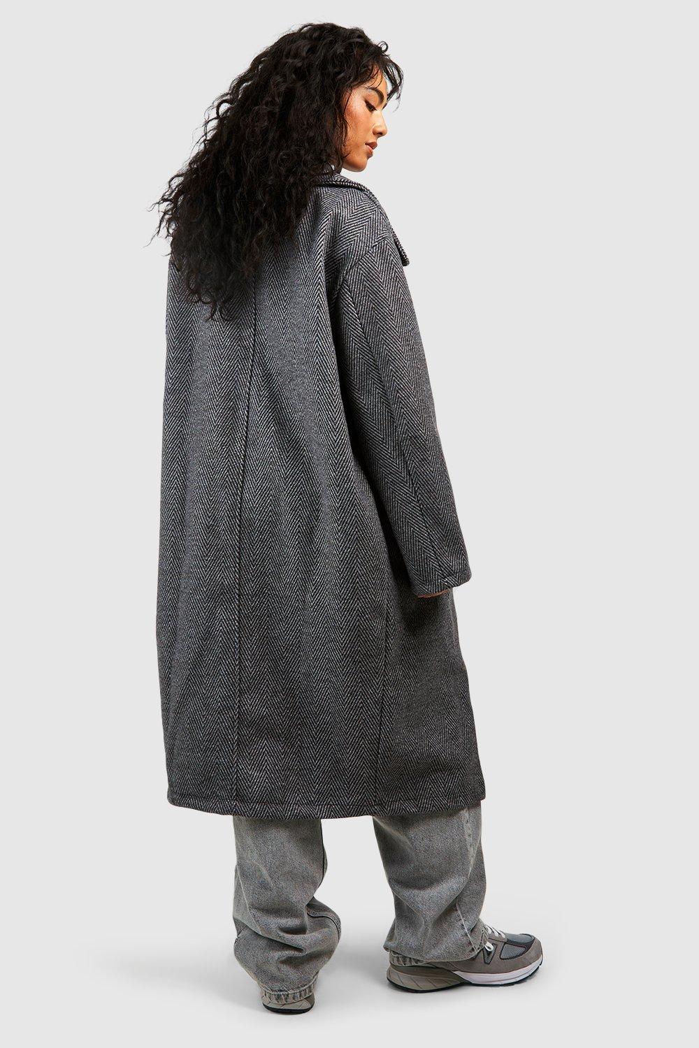 Herringbone oversized hot sale coat