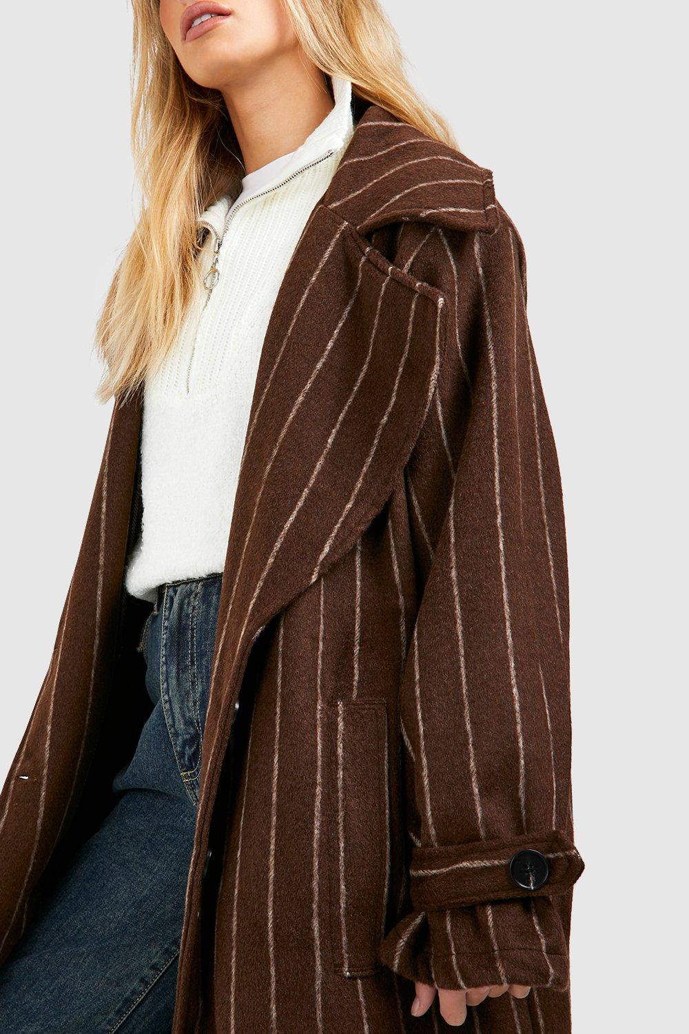 Striped hot sale wool coat