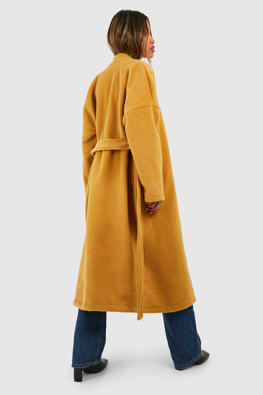 Boohoo mustard coat sale