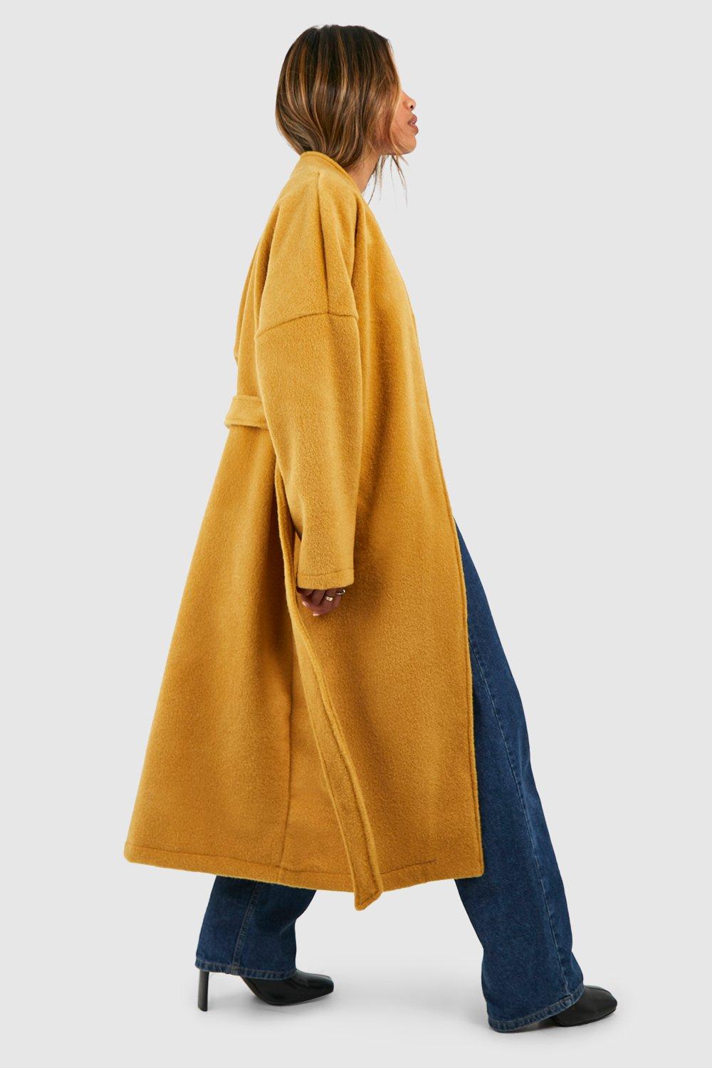 Mustard yellow cheap wool coat