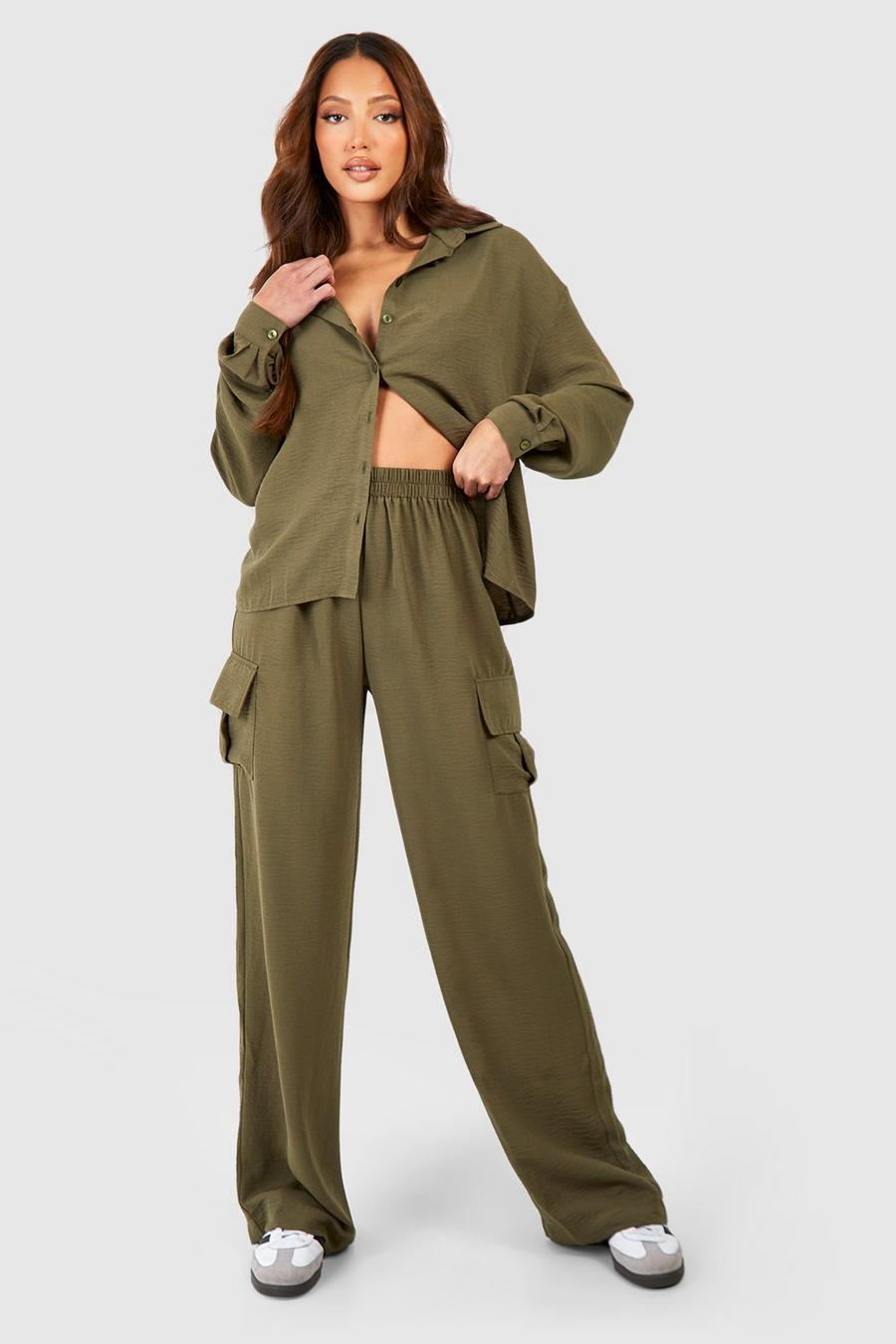 Khaki Tall Woven Cargo Pocket Elasticated Waistband Trousers image number 1