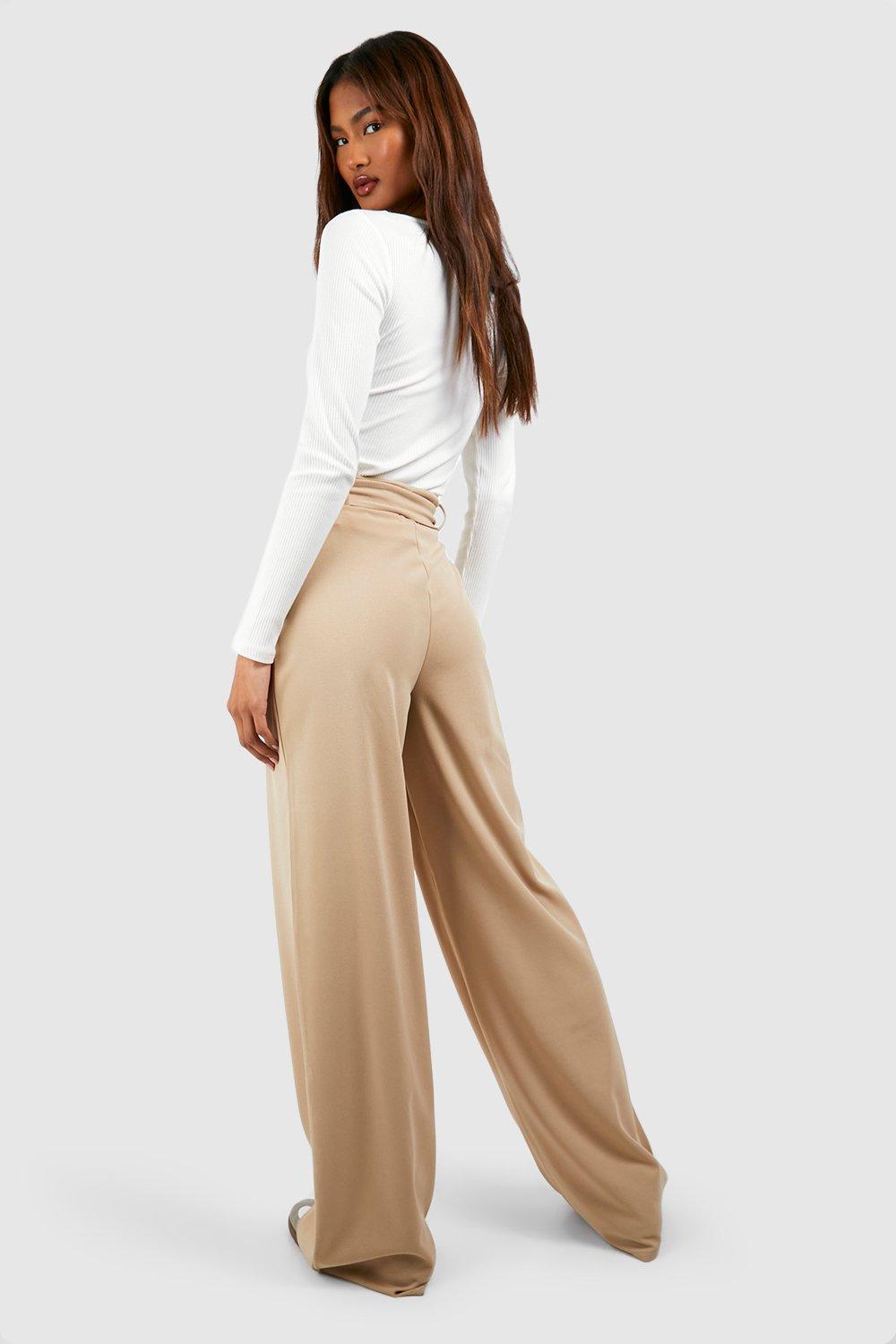 Tall Women's Wide Leg Trousers Beige