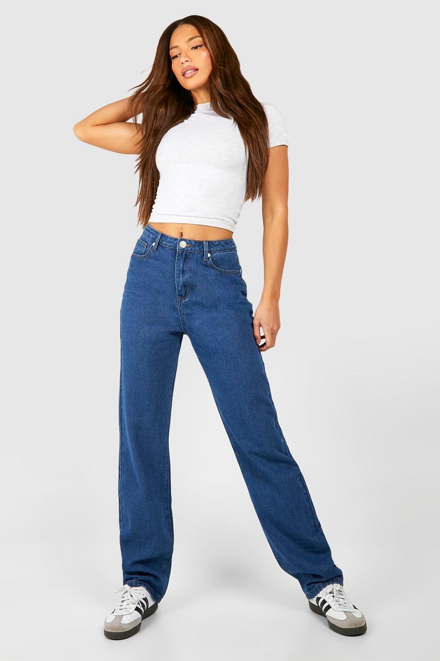 Tall Mid Wash Mid Waist Straight Fit Jeans image number 1