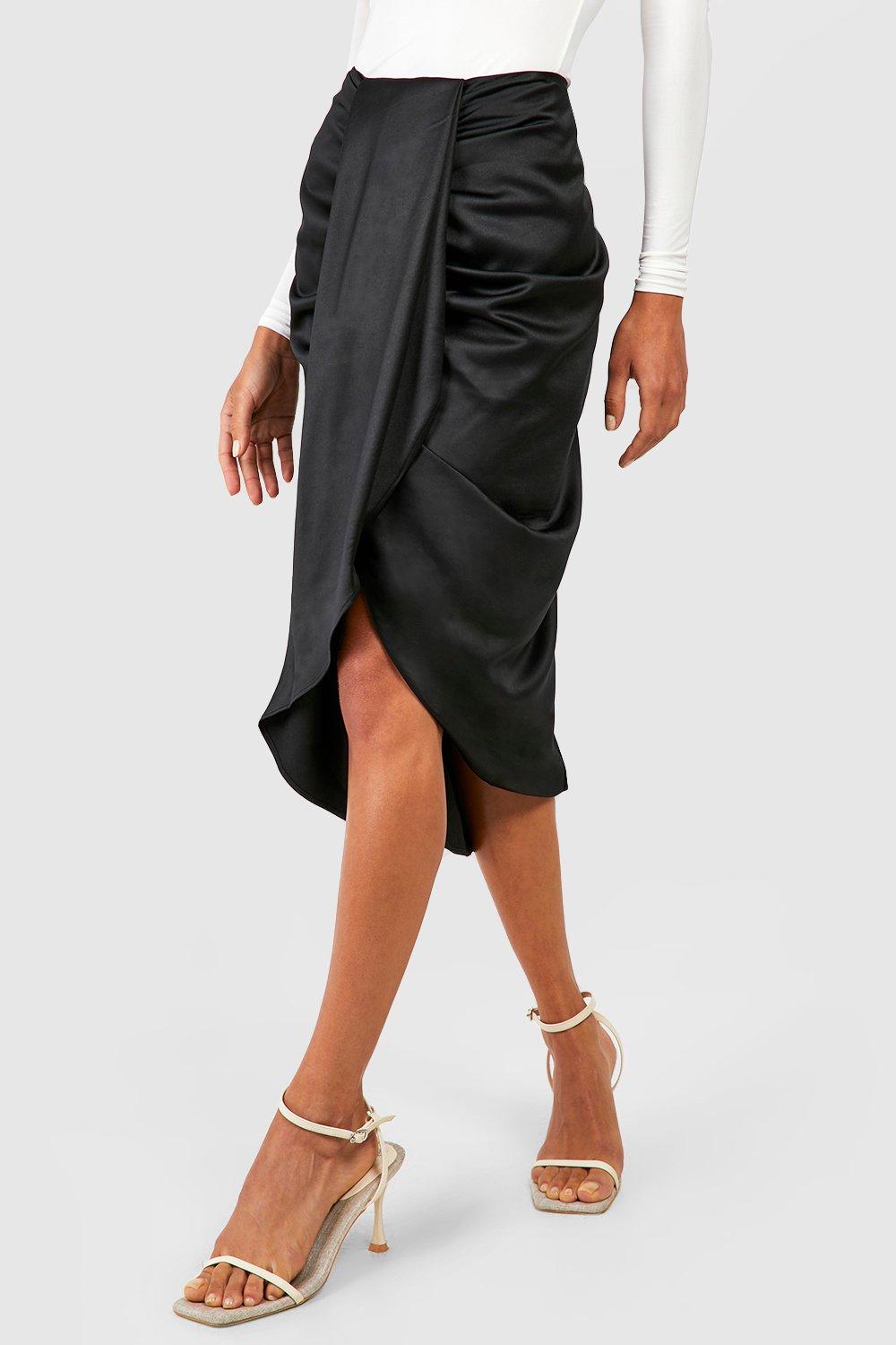 Satin midi 2025 skirt boohoo