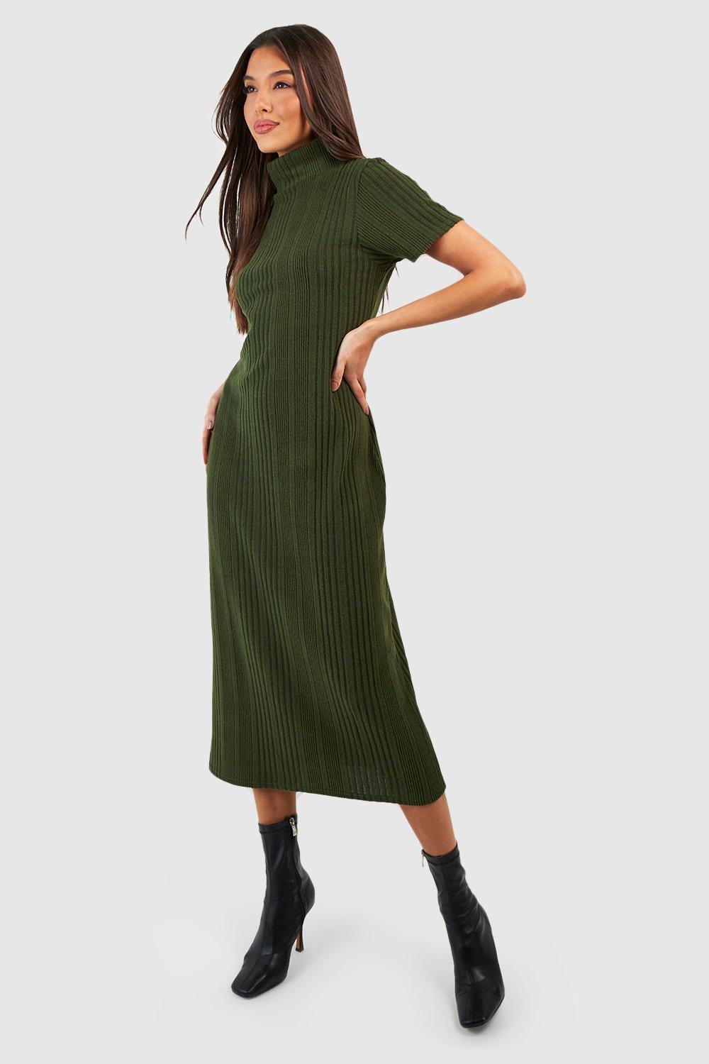 Boohoo ribbed midi dress sale