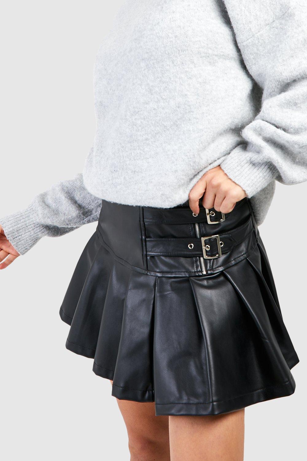 Leather tennis skirt clearance pleated