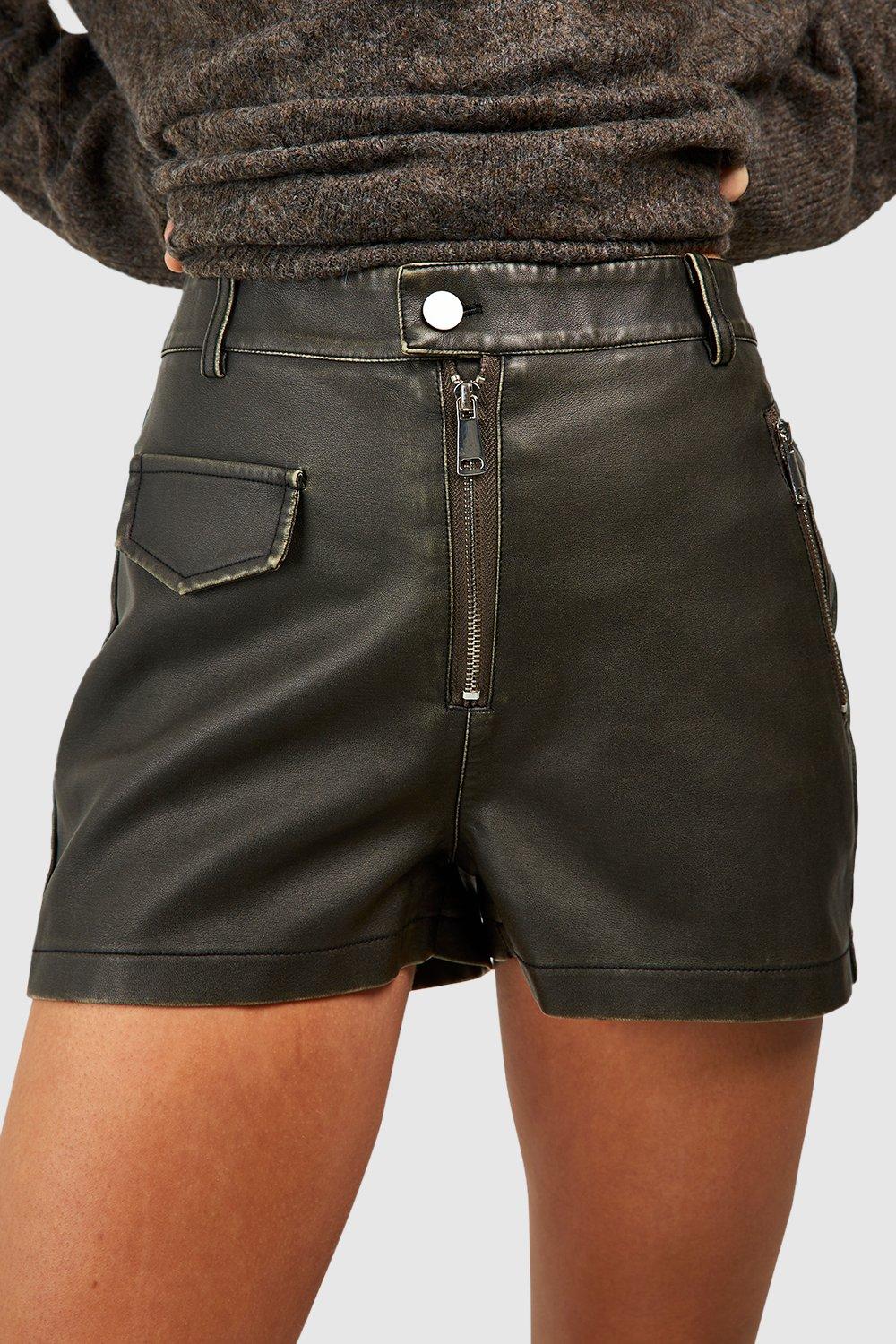 Faux Leather Buckle Shorts