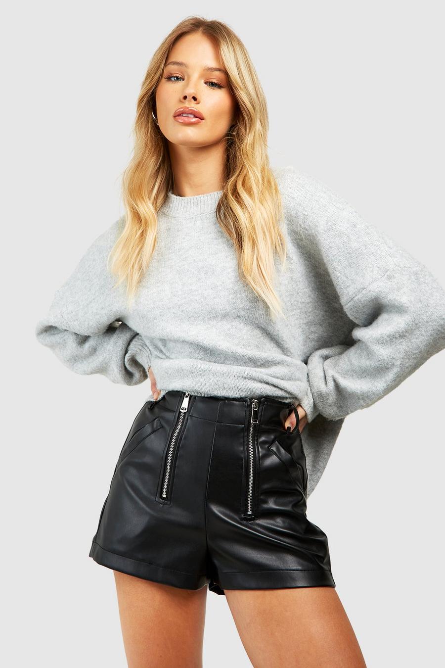 ASOS DESIGN faux leather shorts in black