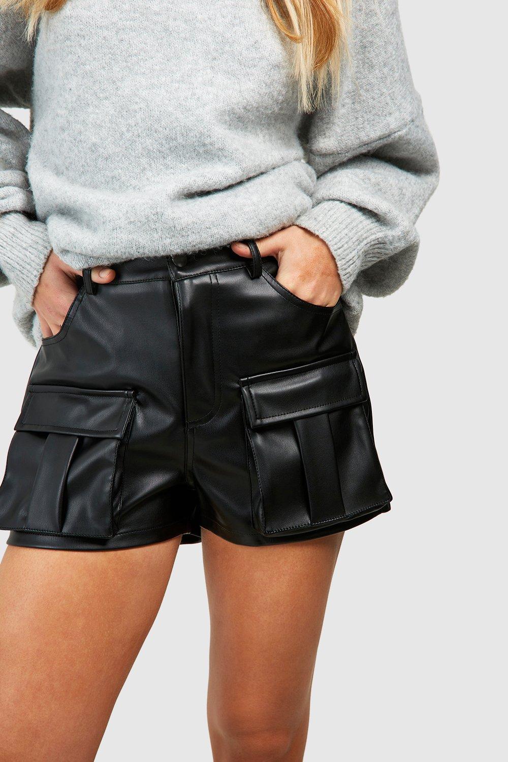 https://media.boohoo.com/i/boohoo/gzz73833_black_xl_3/female-black-faux-leather-cargo-shorts