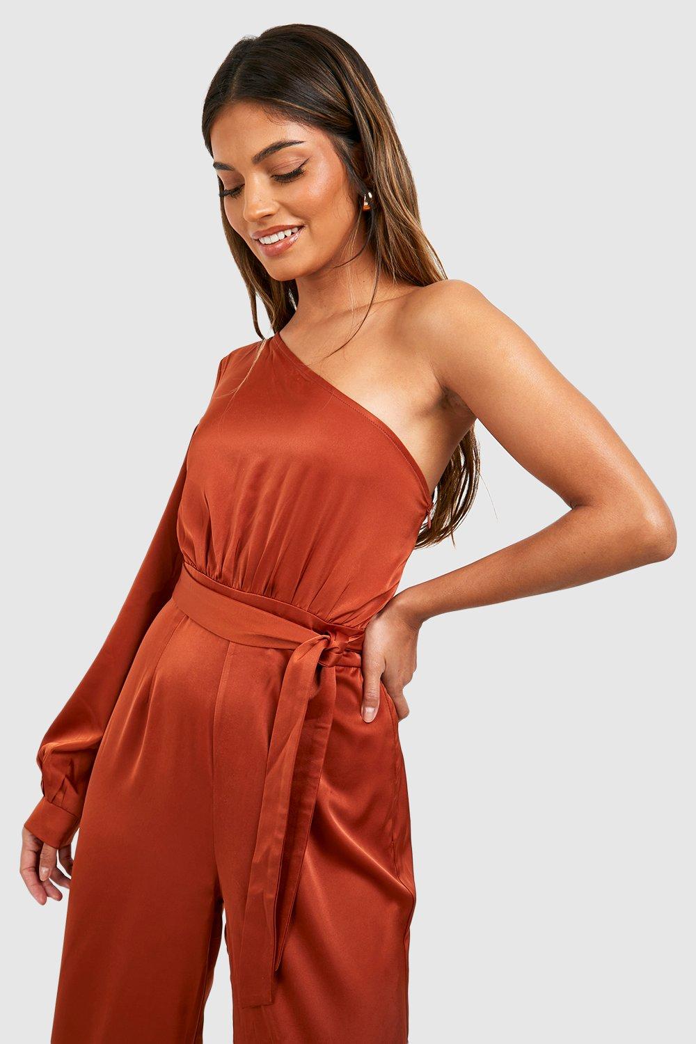 Boohoo one best sale shoulder jumpsuit