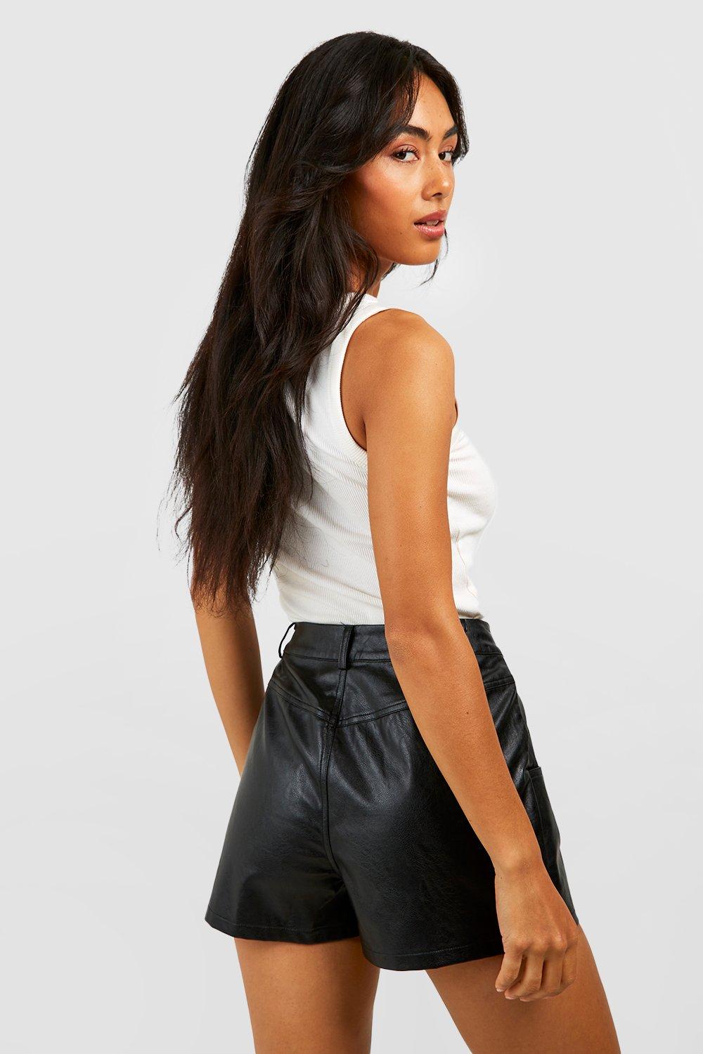Faux Leather High Waisted Tailored Shorts