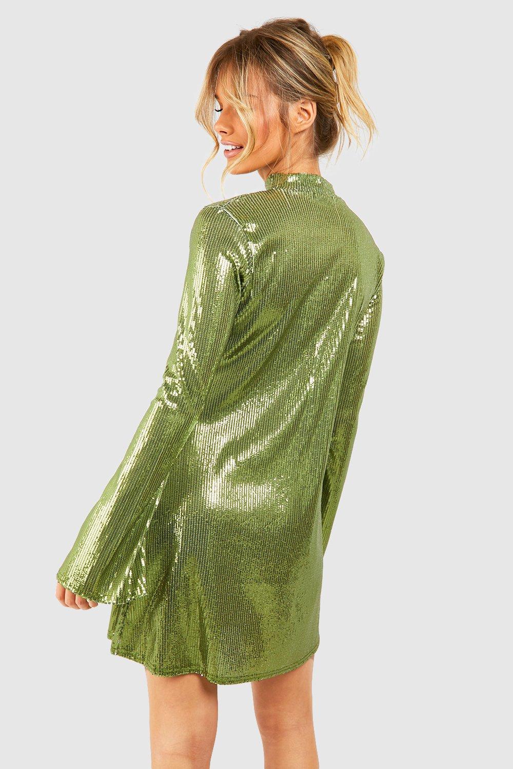 Olive green hot sale sequin dress